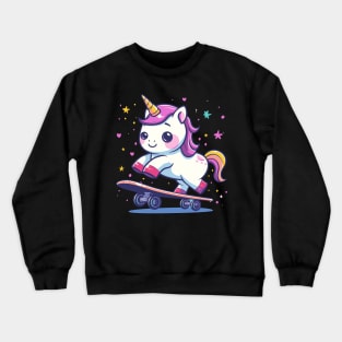 unicorn skateboarding Crewneck Sweatshirt